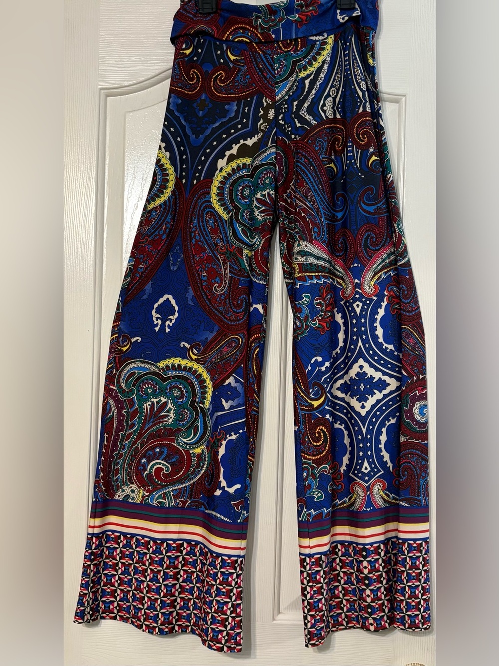 White Mark Pull On Multicolor Palazzo Paisley Wide-Leg Pants